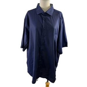 ZANETTI Black Blue Short‎ Sleeve Button Down Shirt (2XT)